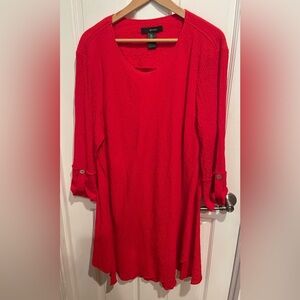 Ali Miles Bold Red Crinkled Crepe Tonic Dress XL